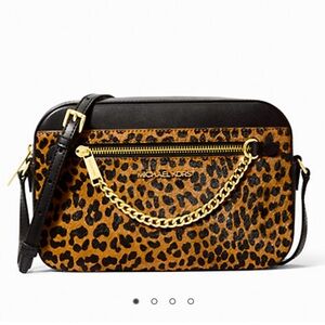 MK Jet Set Crossbody Calf Hair Leopard NWT